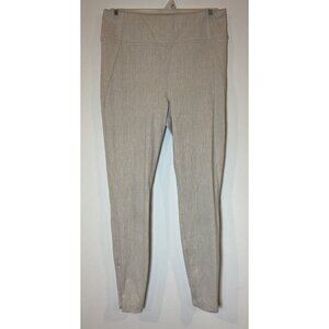 Athleta Delancy Skyline Textured Tight Pants Zipper Ankle Cream Tan Print Small